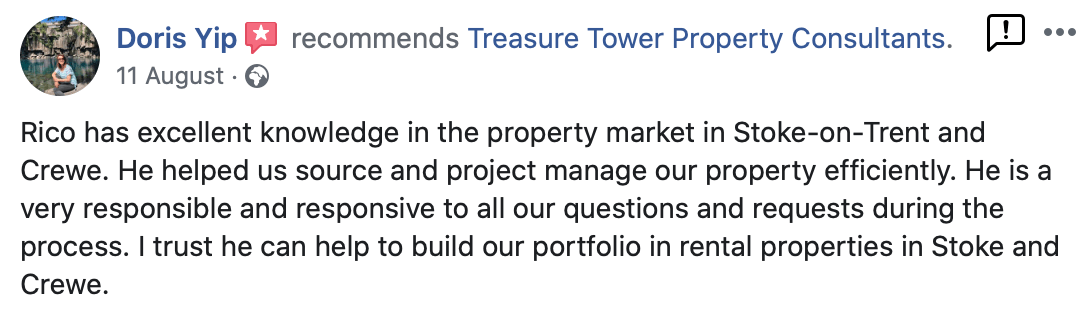 Treasure Tower Facebook Testimonial Rico Pieroni