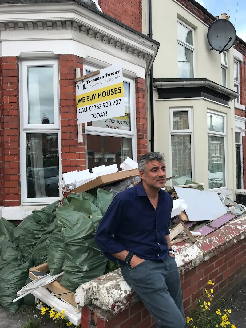 Rico Pieroni of Treasure Tower Property Consultants on-site for a renovation project in Stoke-on-Trent.